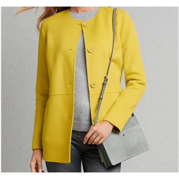 Talbots Mustard Yellow Double Faced Wool-Blend Jacket Sz 12 Workwear Preppy Chic - Picture 1 of 10